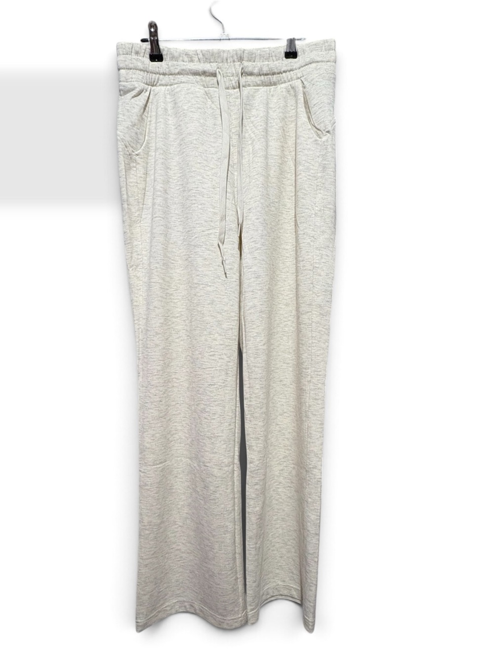 Zenana Scuba Wide-Leg Drawstring Lounge Pants in Heather Vanilla NWOT